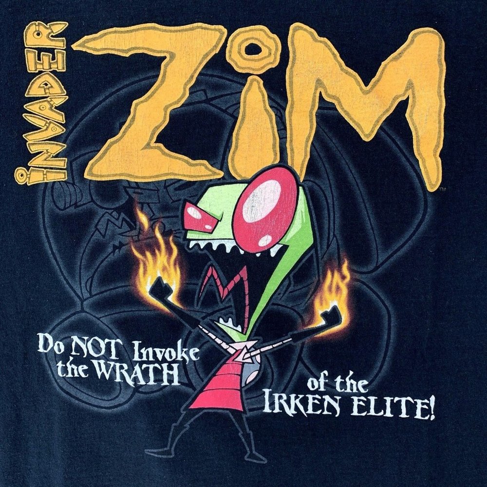Vintage Y2K Invader Zim Cartoon Nickelodeon Graphic‎ T Shirt Large Wrath Irken